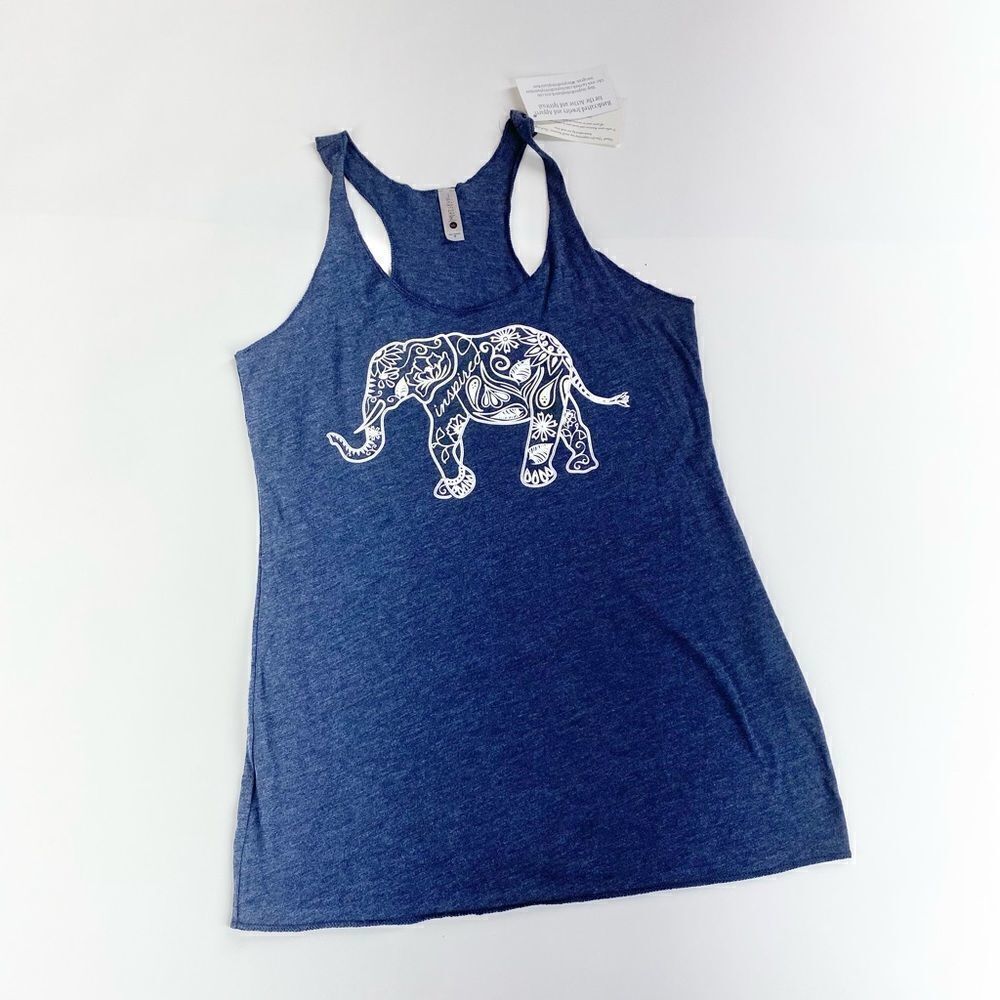 Inspired by Stephanie Rose original artwork elephant screen print tank top s